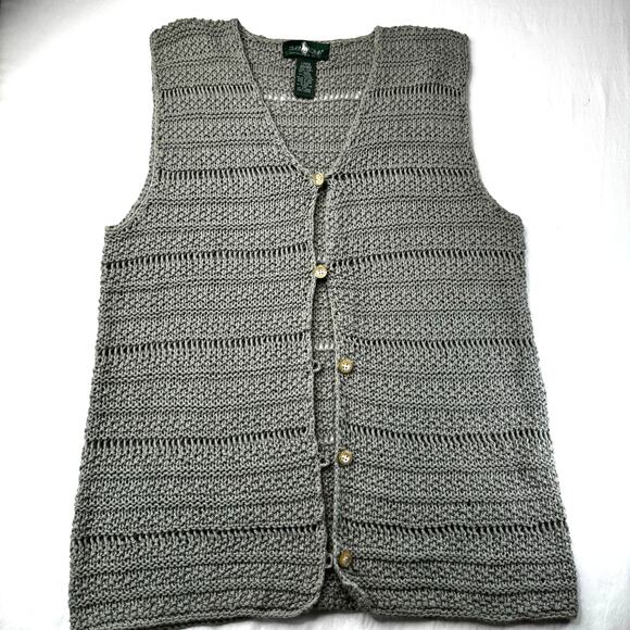Hunt Club Women’s Large Ramie Cotton Crochet Boho Vest 12/14 - Picture 4 of 8